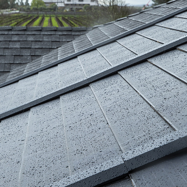 GAF Energy solar roof shingles after rain